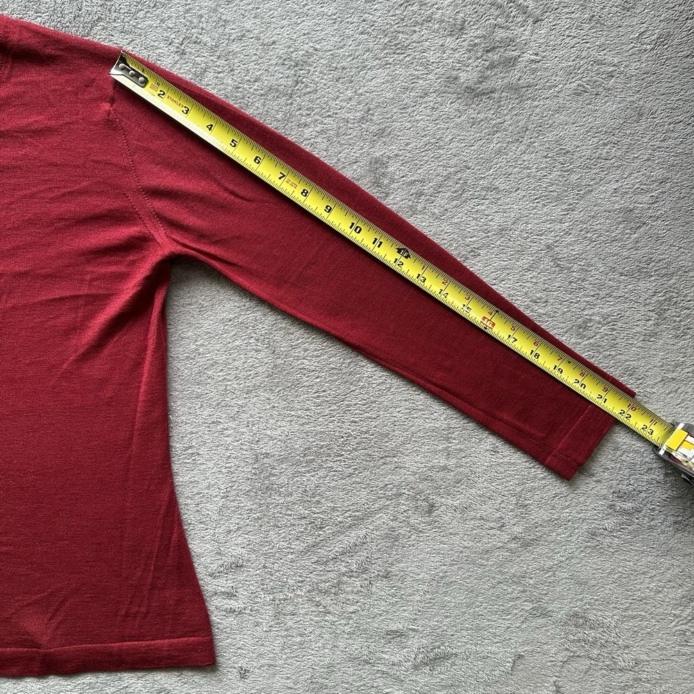 Didier Ronsard Women's Silk Cashmere Sweater L Red Fine Knit Minimalist Classic - Picture 6 of 12